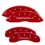 MGP 4 Caliper Covers Engraved Front &amp; Rear Denali Red finish Silver Engraved - 34221SDNLRD