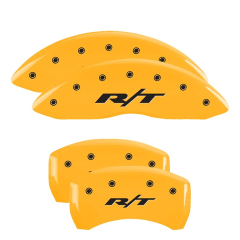 MGP Front set 2 Caliper Covers Engraved Front SRT4 Yellow finish black ch - 12002FSR4YL
