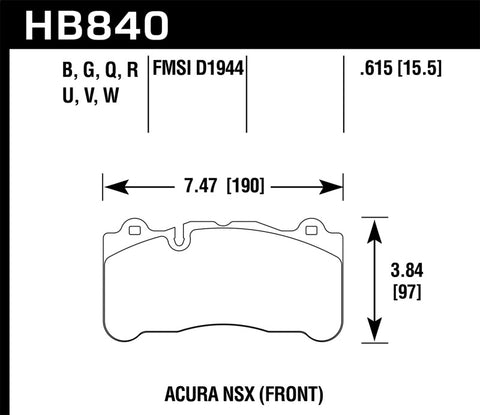 Hawk 2017 Acura NSX DTC-60 Street Front Brake Pads - HB840G.615