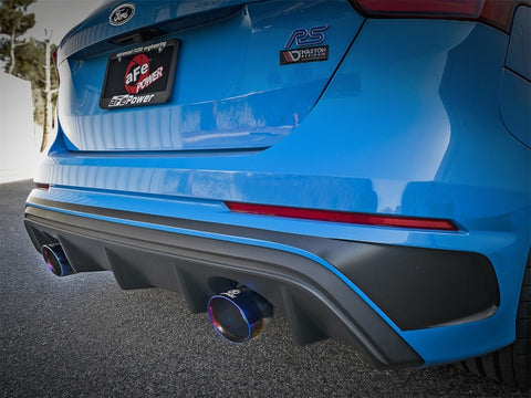 aFe Takeda 3in 304 SS Axle-Back Exhaust System w/ Blue Flame Tip 16-18 Ford Focus RS 2.3L (t) - 49-33104-L