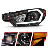 ANZO 2014-2016 Kia Forte Projector Headlights w/ Light Bar Black Housing w/ DRL - 121562