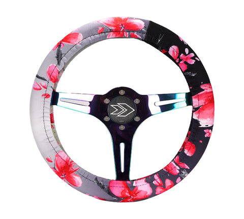 NRG Steering Wheel Cover - Sakura Stretch Polyester w/ PrismaTag - SWC-001SAKURA