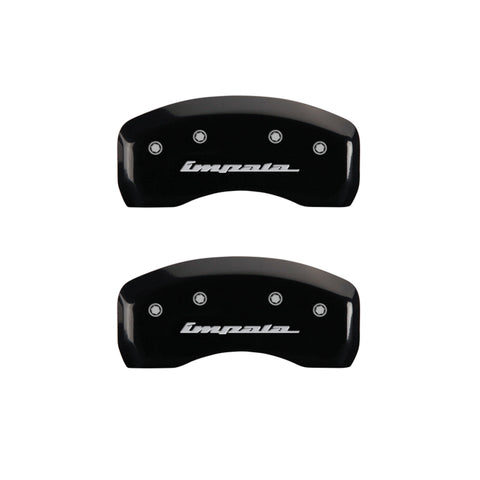 MGP 4 Caliper Covers Engraved Front & Rear Impala Black finish silver ch - 14006SIMPBK