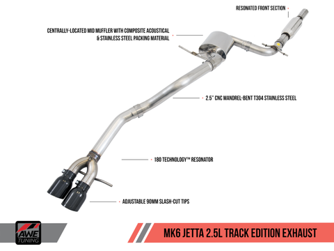 AWE Tuning Mk6 Jetta 2.5L Track Edition Exhaust - Polished Silver Tips - 3020-22028