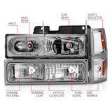 ANZO 88-98 Chevrolet C1500 Crystal Headlights Chrome Housing w/ Signal and Side Marker Lights - 111508