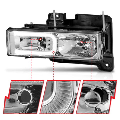 ANZO 1999-2000 Cadillac Escalade Crystal Headlights - 111499
