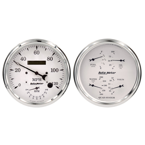 Auto Meter Old Tyme White Quad & Tach/Speedo 5in. - 2 Pc. - 1652