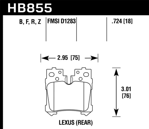 Hawk 07-17 Lexus LS460 / 08-16 Lexus LS600h Performance Ceramic Street Rear Brake Pads - HB855Z.724