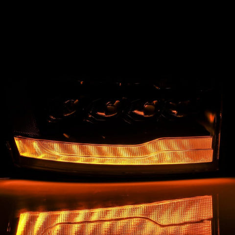 AlphaRex 06-08 Ram 1500HD NOVA LED Proj Headlights Plnk Style Alpha Blk w/Seq Signal/DRL/Amber LED - 880538