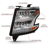 ANZO 15-20 Chevy Tahoe/Suburban LED Light Bar Style Headlights w/Sequential Chrome w/Amber - 111479