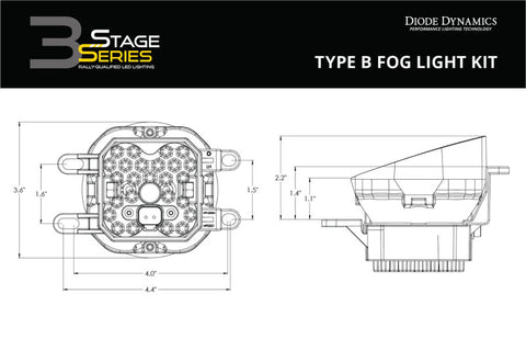 Diode Dynamics SS3 Sport Type B Kit ABL - Yellow SAE Fog - DD6997