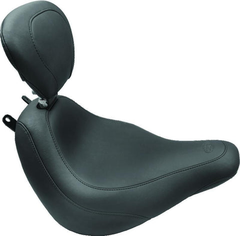 Mustang 18-21 Harley Heritage Classic & Deluxe Wide Tripper Solo Seat w/Driver Backrest - Black - 79332