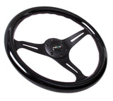 NRG Classic Wood Grain Steering Wheel (350mm) Black Paint Grip w/Black 3-Spoke Center - ST-015BK-BK