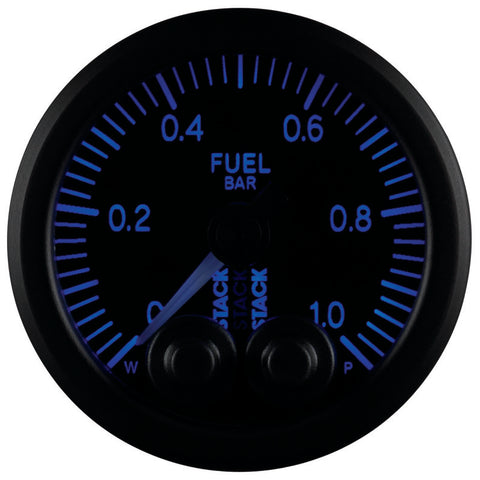 Autometer Stack 52mm 0-1 Bar M10 Male Pro-Control Fuel Pressure Gauge - Black - ST3503