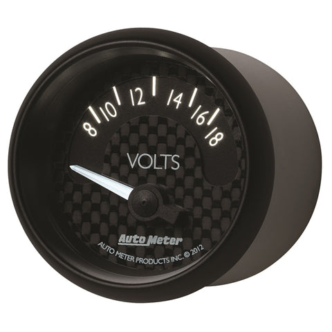 Autometer GT Series 52mm Short Sweep Electronic 8-18 Volts Voltmeter - 8092