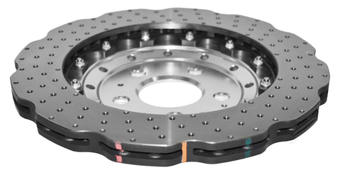 DBA 13-16 Audi RS5 (w/Scalloped edge Iron Discs) Rear 5000 Series Drilled Wavy Rotor w/Silver Hat - DBA52835WSLVXD