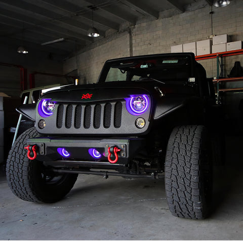 Oracle Lighting 07-09 Jeep Wrangler JK Pre-Assembled LED Halo Fog Lights -UV/Purple - 7080-007