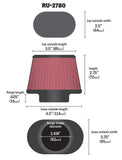 K&N Filter Universal Rubber Filter 2 7/16 inch Flange 4.5x3.75 inch Base 3.5x2.5 inch Top 2.75 inch - RU-2780