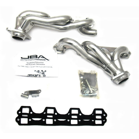 JBA 87-96 Ford F-150 5.8L SBF 1-5/8in Primary Silver Ctd Cat4Ward Header - 1628SJS