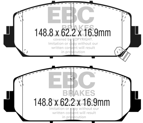 EBC 16+ Acura ILX 2.4 Ultimax2 Front Brake Pads - UD1832