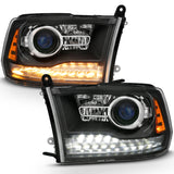 ANZO 2009-2018 Dodge Ram 1500 Projector Headlights Plank Style Halo w/Switchback Matte Black - 111489