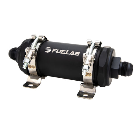 Fuelab PRO Series In-Line Fuel Filter (10gpm) -10AN In/-12AN Out 6 Micron Fiberglass - Matte Black - 86830-10-12