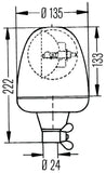 Hella Rotating Beacon H 12V Yellow Mgs12 2Rl - 006846001