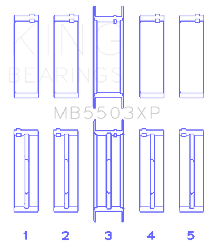 King Ford V8 351ci 5.8L 16V (Size STD) Performance Main Bearing Set - MB5503XP