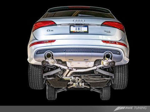 AWE Tuning Audi 8R Q5 3.2L Non-Resonated Exhaust System (Downpipe-Back) - Polished Silver Tips - 3020-32018