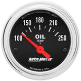 Autometer Traditional Chrome 52mm 100-250 Degree F Short Sweep Electrical Oil Temperature Gauge - 2542