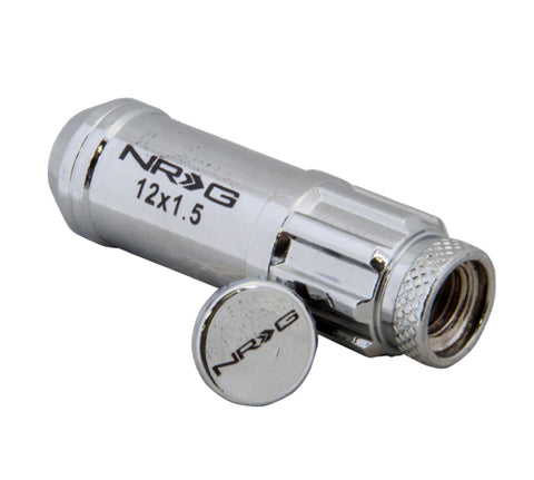 NRG 700 Series M12 X 1.5 Steel Lug Nut w/Dust Cap Cover Set 21 Pc w/Locks & Lock Socket - Silver - LN-LS700SL-21