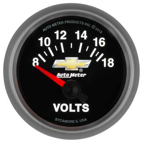 AutoMeter Gauge Voltmeter 2-1/16in. 18V Electric Chevy Gold Bowtie - 880444