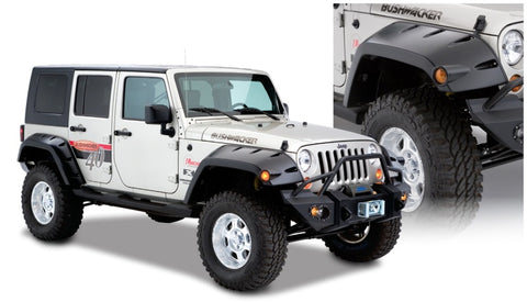 Bushwacker 07-18 Jeep Wrangler Max Pocket Style Flares 2pc Extended Coverage - Black - 10045-02