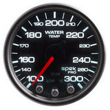 Autometer Spek-Pro Gauge Water Temp 2 1/16in 300f Stepper Motor W/Peak & Warn Blk/Smoke/Blk - P34652