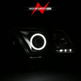ANZO 2010-2014 Ford Mustang Projector Headlights w/ Halo Black (CCFL) - 121323