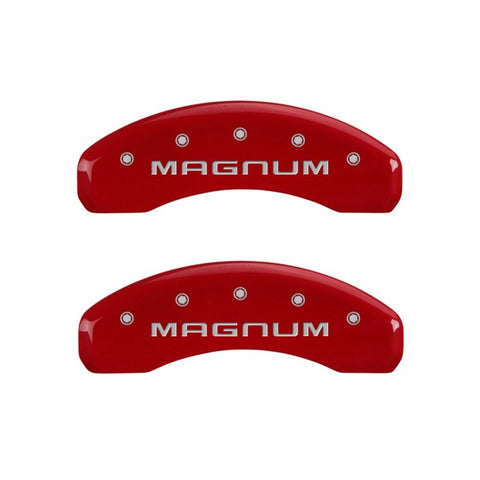 MGP 4 Caliper Covers Engraved Front & Rear Magnum Red finish silver ch - 12088SMGMRD