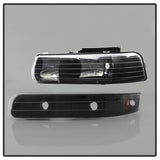 xTune Chevy Tahoe 00-06 Amber Crystal Headlights w/ Bumper Lights Black HD-JH-CSIL99-SET-AM-BK - 5064219