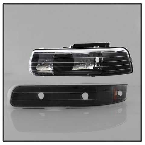 xTune Chevy Tahoe 00-06 Amber Crystal Headlights w/ Bumper Lights Black HD-JH-CSIL99-SET-AM-BK - 5064219