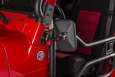 Rugged Ridge 97-18 Jeep Wrangler Textured Black Rectangluar Stubby Trail Mirror - 11025.20