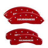 MGP 4 Caliper Covers Engraved Front & Rear Hummer Red finish silver ch - 52003SHUMRD