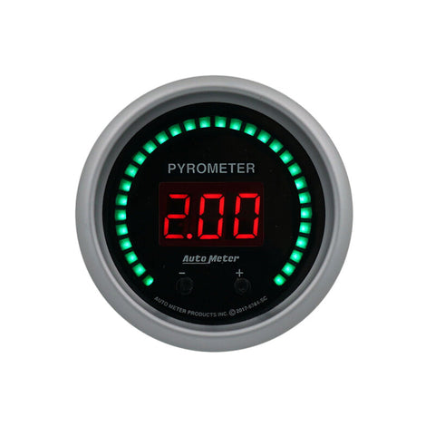 Autometer 52.4mm Black Two Channel 0-2000 Degree Pyrometer (EGT) Sport-Comp Elite Digital Gauge - 6744-SC