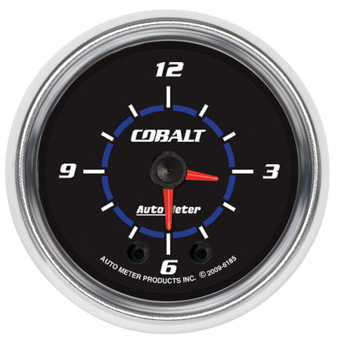 Autometer Cobalt 2-1/16in 12 Hour Analog Clock - 6185