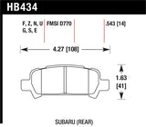 Hawk Subaru Baja/Forester/Impreza/Legacy DTC-60 Race Rear Brake Pads - HB434G.543