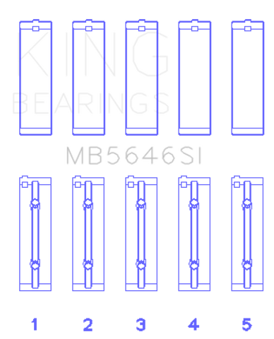 King Engine Bearings Toyota 1AZFE / 2 AZFE (Size +0.25mm) Crankshaft Main Bearing Set - MB5646SI0.25