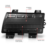 ANZO 2018-2021 Jeep Wrangler LED Side Markers Chrome Housing Smoke Lens w/ Seq. Signal Low Config - 511087