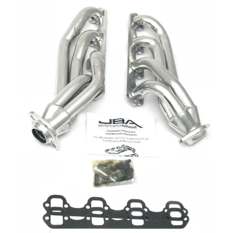 JBA 65-73 Ford Mustang 260-302 SBF 1-5/8in Primary Silver Ctd Mid Length Header - 1650SJS