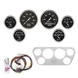 Autometer Old Tyme Black Gauge Kit 6 Pc Ford Truck 53-55 Tach/Mph/Fuel/Oilp/Wtmp/Volt - 7048-OTB