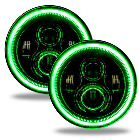 Oracle Jeep Wrangler JL/Gladiator JT 7in. High Powered LED Headlights (Pair) - Green - 5769J-004