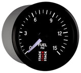 Autometer Stack 52mm 0-15 PSI 1/8in NPTF Male Pro Stepper Motor Fuel Pressure Gauge - Black - ST3304