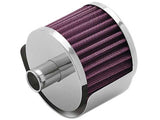 K&N 1.5in Flange ID x 3in OD x 2.5in H Chrome Finish Rubber Base Crankcase Vent Filter - 62-1460
